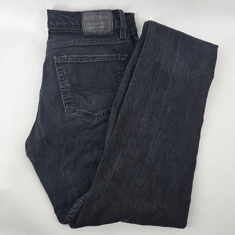 Signature by Levi Strauss & Co Mens 32x34 Black Straight Leg Jeans
